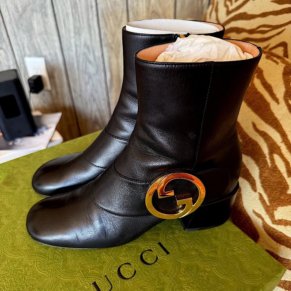 Gucci Blondie Ankle Boots, black, size 7.5